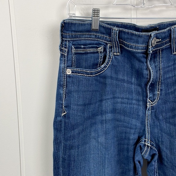 Express Barely Boot Mid Rise Jean Women's 14 Short Five Pocket Styling Comfy - Picture 2 of 14